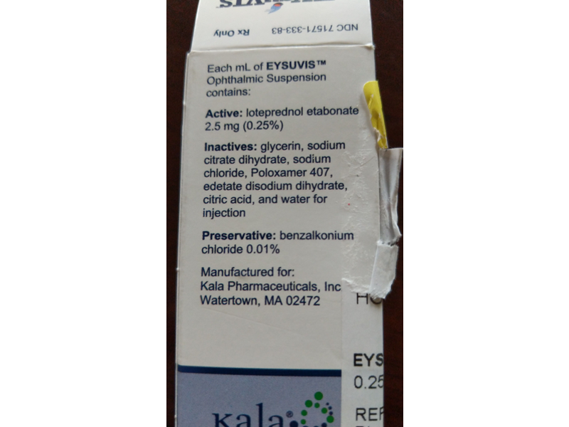 Eysuvis (loteprednol etabonate ophthalmic suspension) 0.25%, 8.3 mL, Karla Pharmaceuticals (RX)