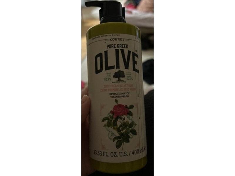 Korres Pure Greek Olive Body Cream, Velvet Rose, 13.53 fl oz/400 mL