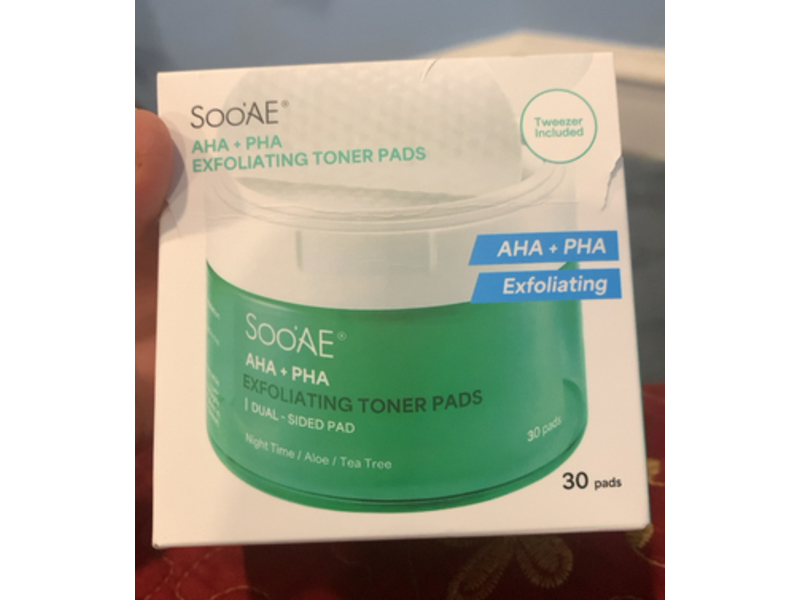 SooAe Exfoliating Toner Pads, AHA + PHA, 30 Pads