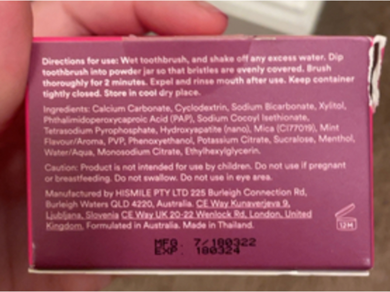 Hismile Pap+ Teeth Whitening Powder, 0.4 oz/12 g