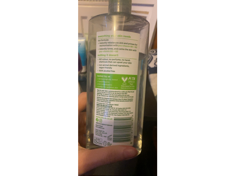 Simple Kind To Skin Soothing Facial Toner, Witch Hazel + Pro-Vitamin B5+B3, 400 mL