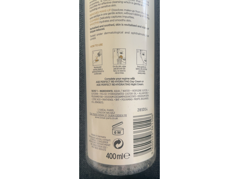 L'Oreal Paris Age Perfect Micellar Water, 400 mL