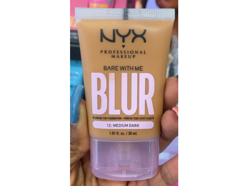 Nyx Professional Makeup Bare With Me Blur Tint Foundation, 12 Medium Dark, 1.01 fl oz/30 mL
