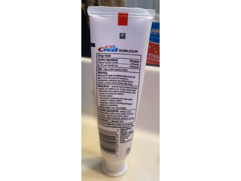 Crest Kid's Cavity Protection Toothpaste, Bubblegum Flavor, 4.2 oz/119 g