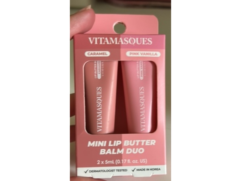 Vitamasques Lip Butter Balm Duo, Caramel & Pink Vanilla, 0.17 fl oz/5 mL, Pack Of 2