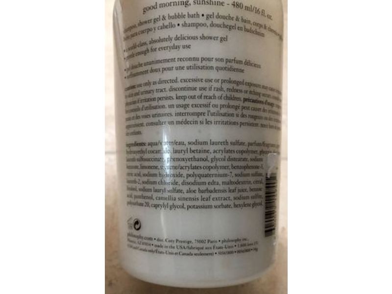 Philosophy Good Morning Sunshine Shampoo Shower Gel & Bubble Bath, 16 fl oz / 480 ml