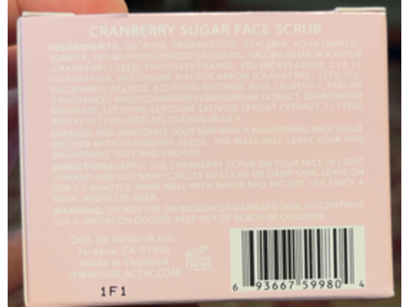 Girlactik Cranberry Sugar Face Scrub, 2.82 oz/80 g