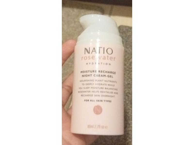 Natio Rosewater Hydration Moisture Recharge Night Cream-Gel, 2.7 fl oz/80 mL