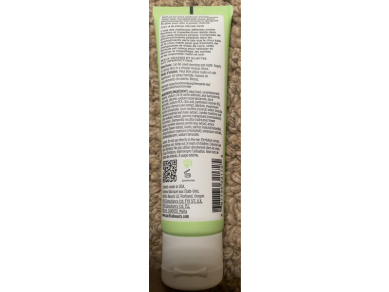 Pacifica Kale Detox Deep Cleaning Face Wash, Coconut Water+ Clay & Super Greens, 1.4 fl oz/40 mL