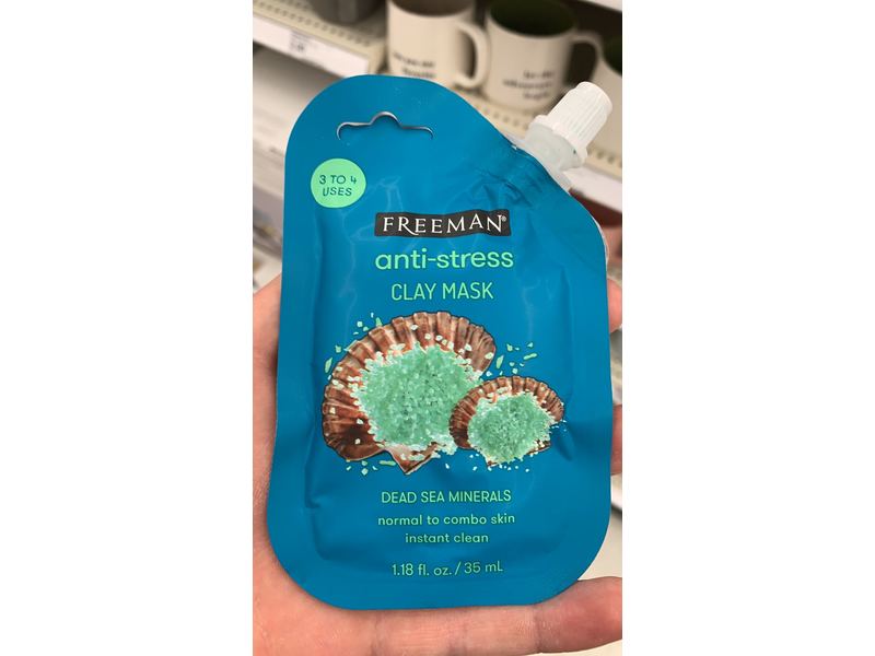Freeman Beauty Anti-Stress Clay Mask, Dead Sea Minerals, 1.18 fl oz/35 mL