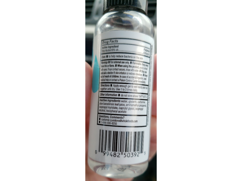 365 Whole Foods Market Refreshing Gel Hand Sanitizer, Fragrance Free, 2 fl oz/59 mL