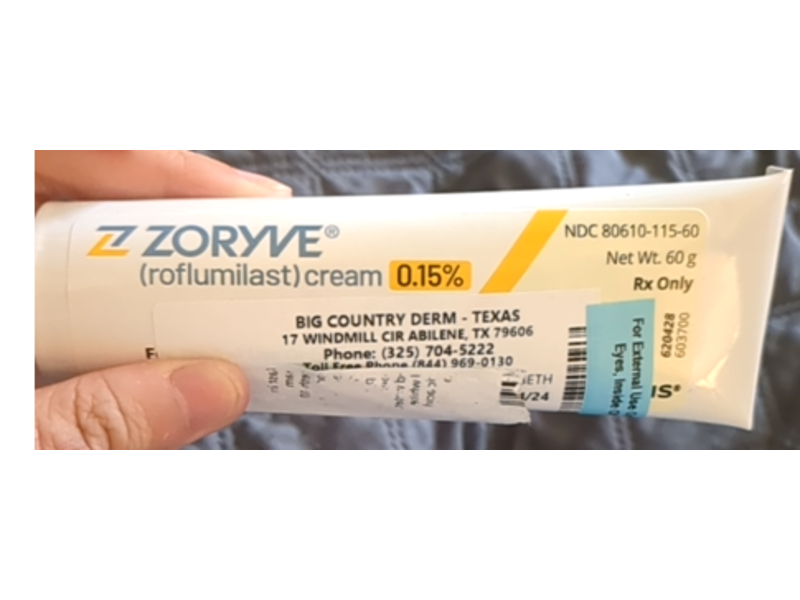 Zoryve (roflumilast) Cream 0.3%, 60 g, Arcutis (Rx)