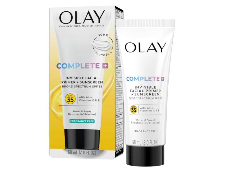 Olay Complete+ Invisible Facial Primer + Sunscreen, SPF 35, Fragrance Free, 2 fl oz/60 mL