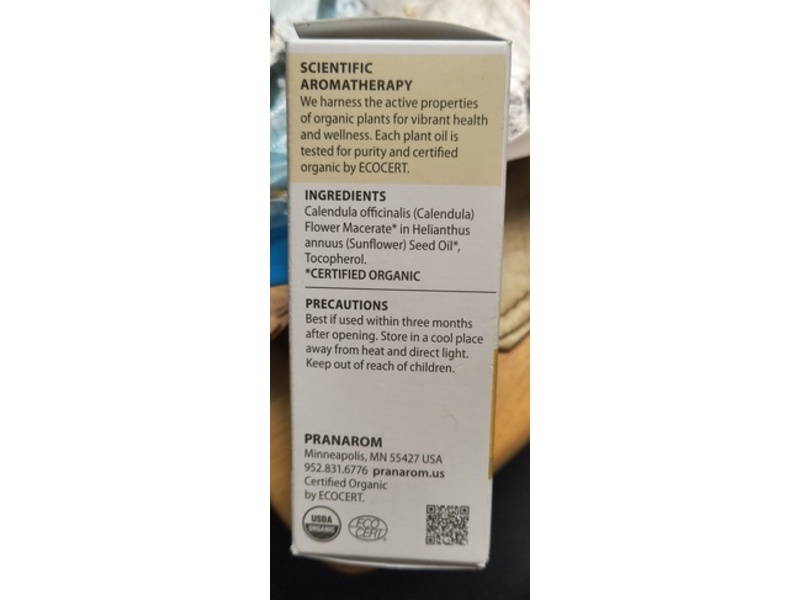 Pranarom Organic Oil, Calendula, 2 fl oz/60 mL