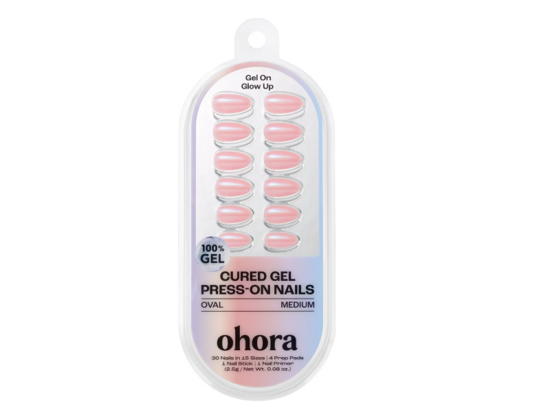 Ohora Cured Gel Press-On Nails, Prism Chrome, Oval Medium, 0.08 oz/2.5 g