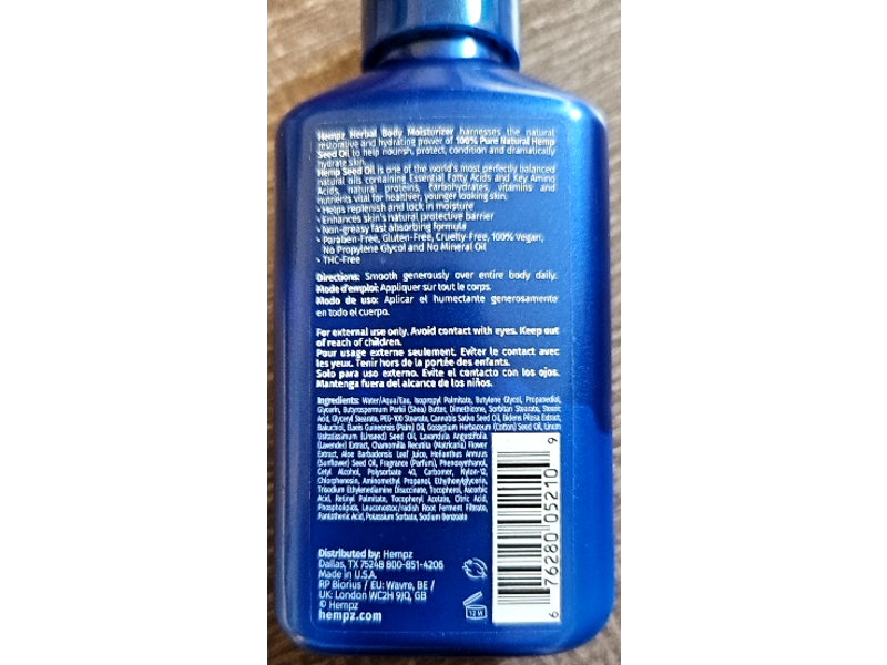 Hempz Body Herbal Body Moisturizer, Lavender & Chamomile, 2.25 fl oz/66 mL