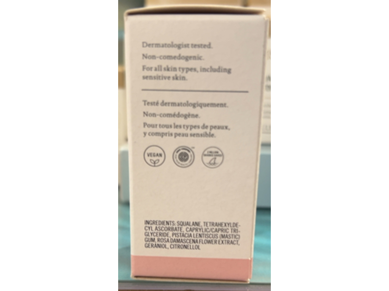 Biossance Visible Brighten & Firm Face, Squalane Vitamin C Rose Oil, 0.5 fl oz/15 mL