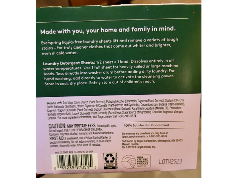 Ever Spring Laundary Detergent Sheets, Lavender & Bergamot, 64 Loads, 32 Count