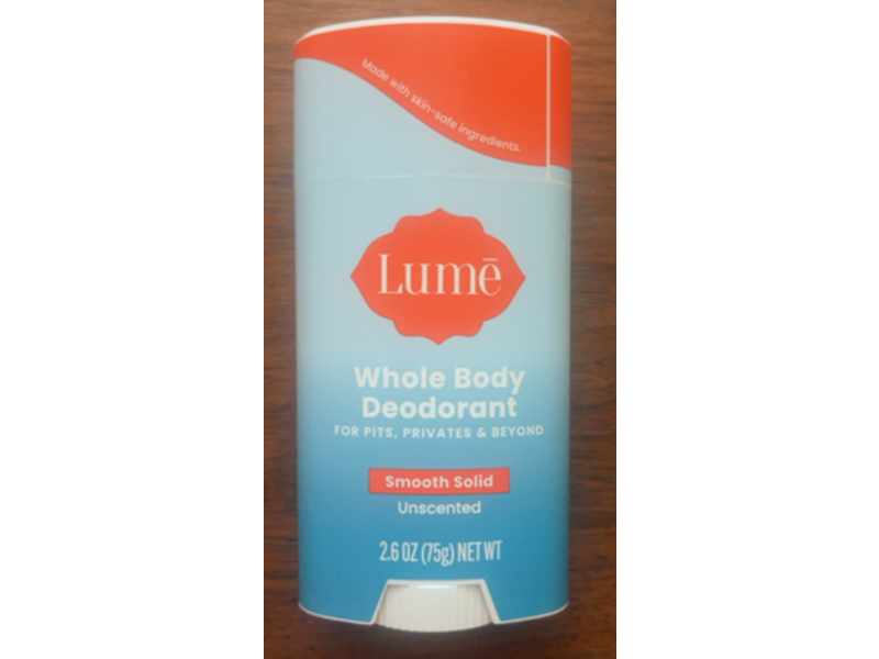 Lume Whole Body Deodorant, Unscented, 2.6 oz/75 g, Pack Of 2