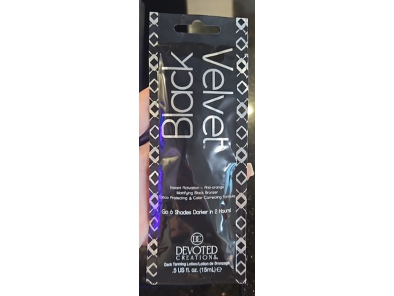 Devoted Creations Black Velvet Anti Orange Bronzer Dark Tanning Lotion, Mattifying Black, 0.5 fl oz/15 mL
