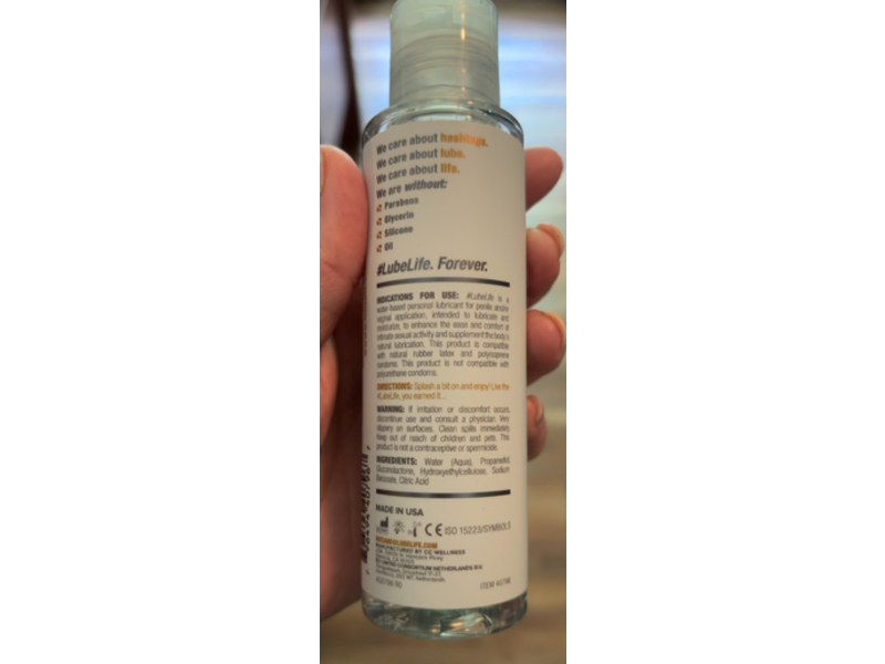 Lube Life Water-Based Lubricant, 4 fl oz/120 mL