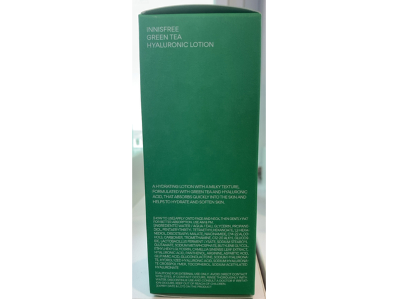 Innisfree Hydrate + Soften Lotion, Green Tea + Hyaluronic, 5.74 fl oz/170 mL