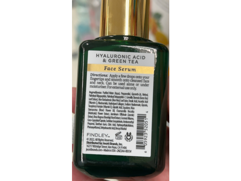 Findley Face Serum, Hyaluronic Acid & Green Tea, 2 fl oz/59 mL