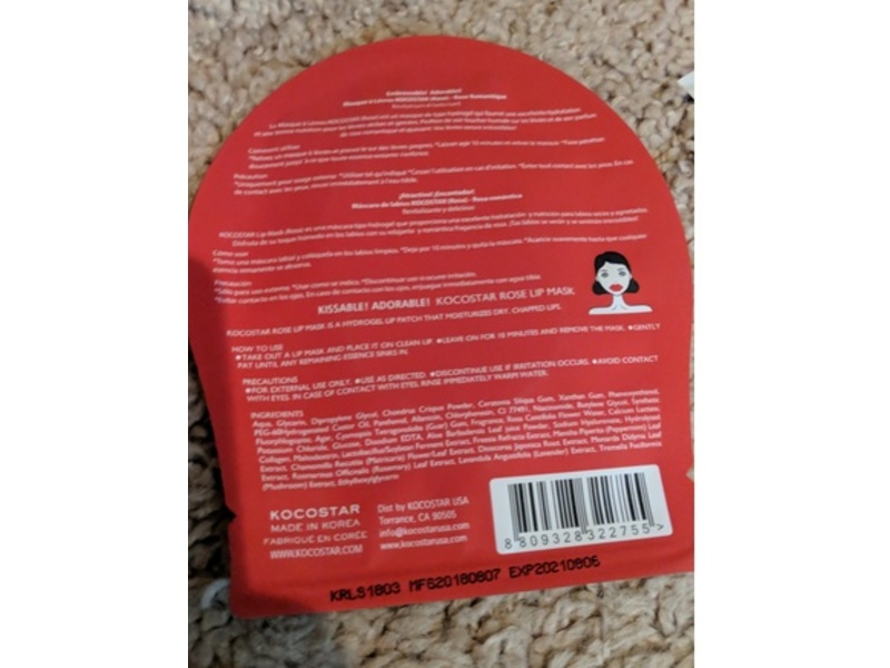 Kocostar Rose Lip Mask, 0.10 oz/3 g