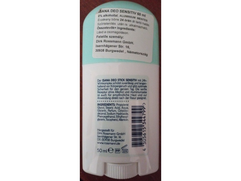 Rossmann Isana Deo Stick, Sensitiv, 50 mL
