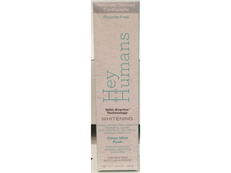 Hey Humans Whitening Toothpaste, Clean Mint Rush, 3.4 oz/96 g