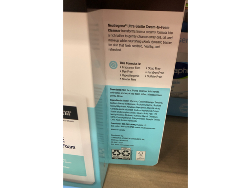 Neutrogena Ultra Gentle Cream-To-Foam Cleanser, 12 fl oz/354 mL, Pack Of 2