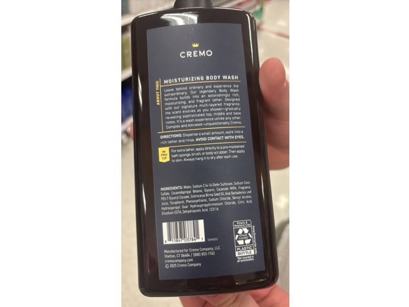 Cremo Palo Santo Body Wash, Bright Cardamom + Dry Papyrus & Aromatic Palo Santo, 32 fl oz/946 mL