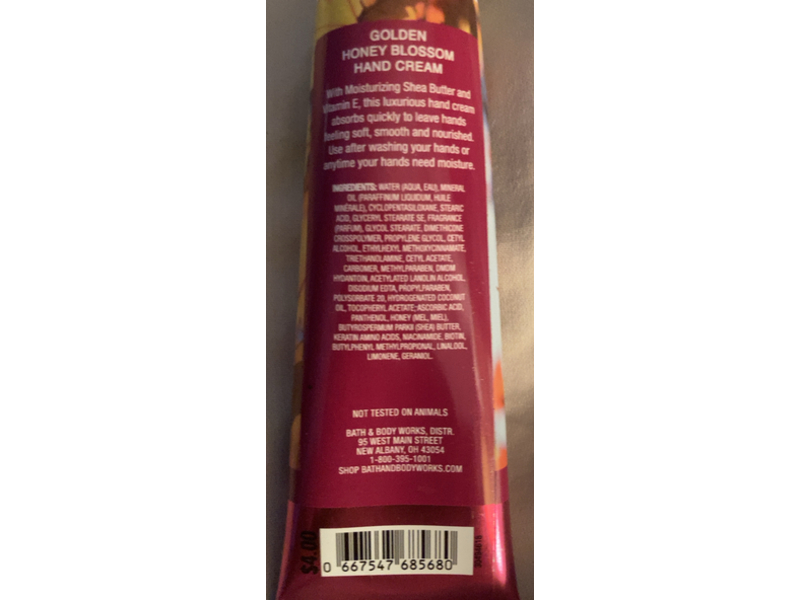 Bath & Body Works Shea Butter Hand Cream, Golden Honey Blossom, 1 fl oz/30 mL