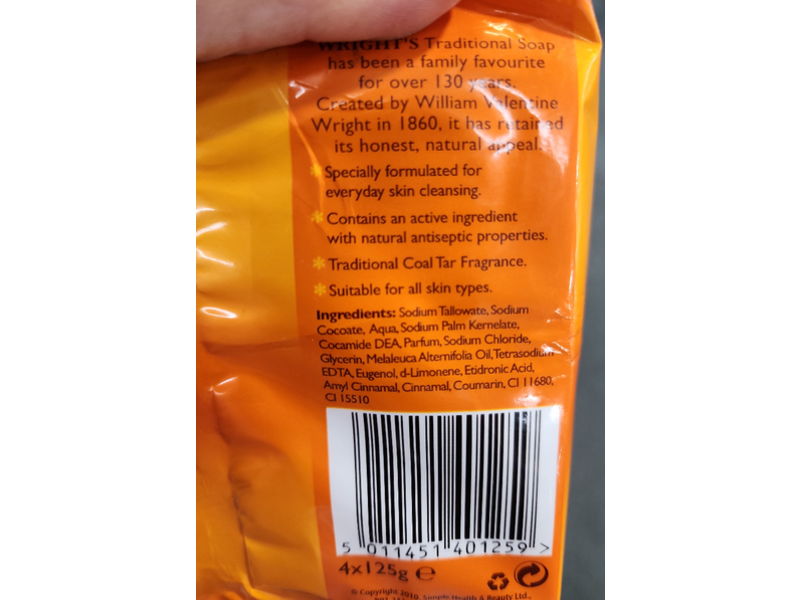 Wright's Coal Tar Traditional Bar Soap, Pack Of 4