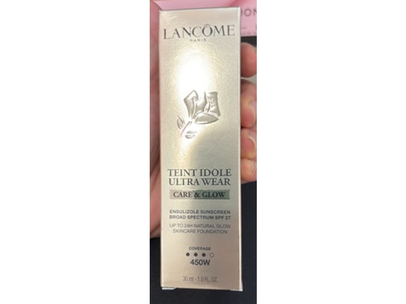 Lancome Teint Idole Ultra Wear Care & Glow Foundation, SPF 27, 450W, 1 fl oz/30 mL