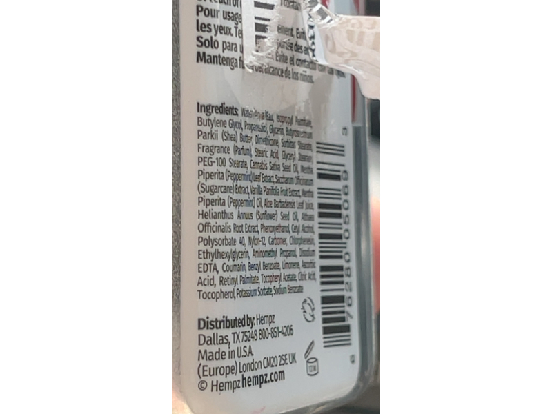 Hempz Herbal Body Moisturizer, Peppermint Vanilla Swirl, 2.25 fl oz/66 mL