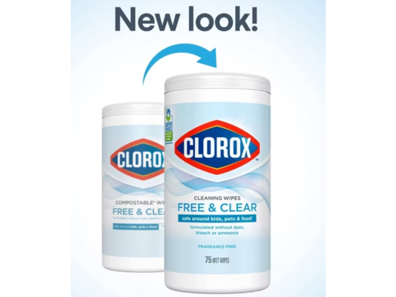 Clorox Free & Clear Cleaning Wipes, Fragrance Free, 0.9 oz/479 g, 75 Count