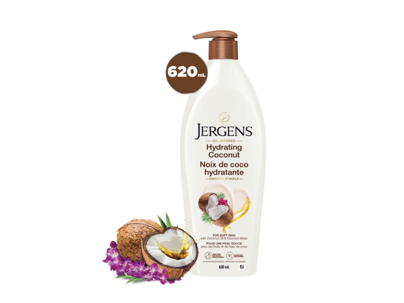 Jergens Hydrating Coconut Moisturizer, Coconut Oil & Coconut Water, 620 mL