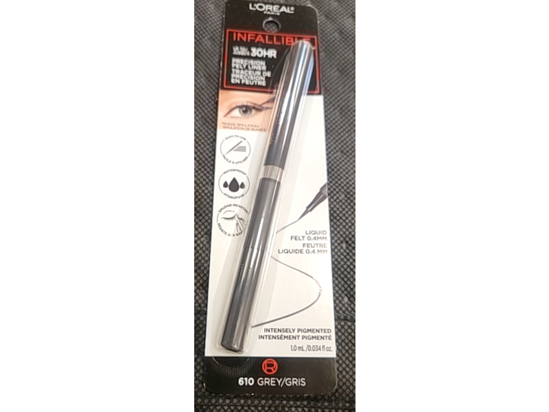 L’Oreal Paris Infallible Precision Felt Eyeliner, 610 Grey, 0.03 fl oz/1.0 mL