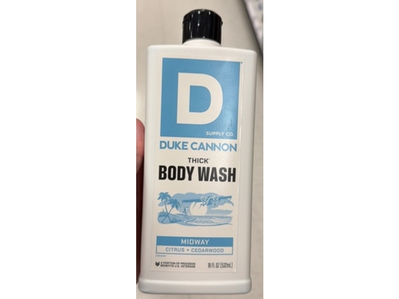 Duke Cannon Supply Co. Thick Body Wash, Midway, Citrus + Cedarwood, 18 fl oz/532 mL