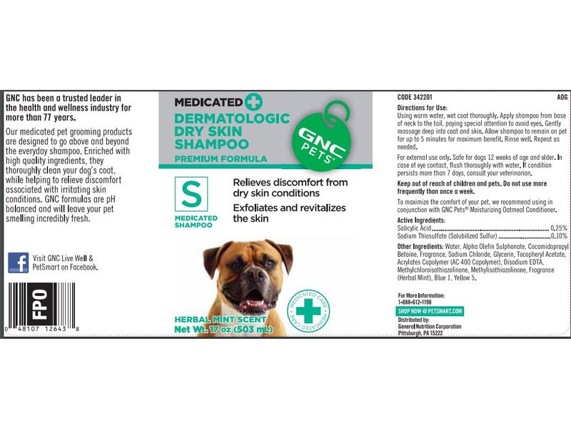 GNC Pets Dermatologic Dry Skin Medicated Shampoo Herbal Mint