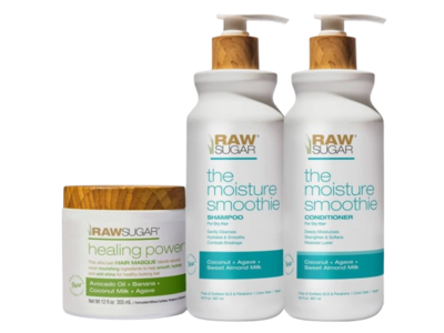 Raw Sugar The Moisture Smoothie Shampoo, Conditioner & Mask Kit, Coconut + Agave + Sweet Almond
