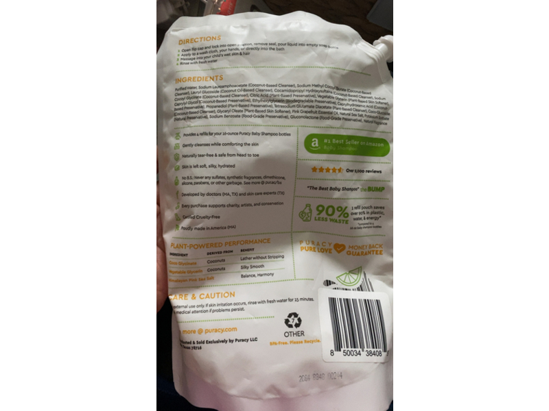 Puracy Natural Body Shampoo & Body Wash Refill, Citrus Grove, 48 fl oz/1418 mL