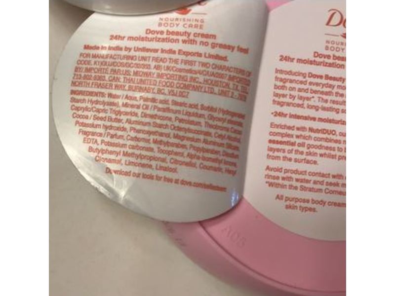 Dove Nourishing Body Care Beauty Cream, 1.69 fl oz/50 mL