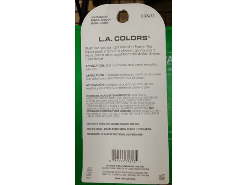 L.A. Colors Liquid Blush, Grazie, 0.406 fl oz/12 mL