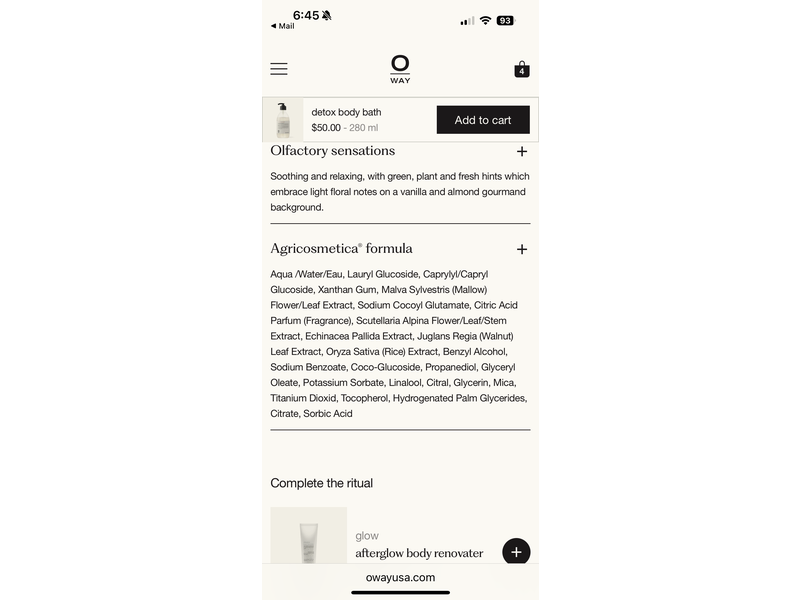 Oway Detox Body Bath, 9.5 fl oz/280 mL