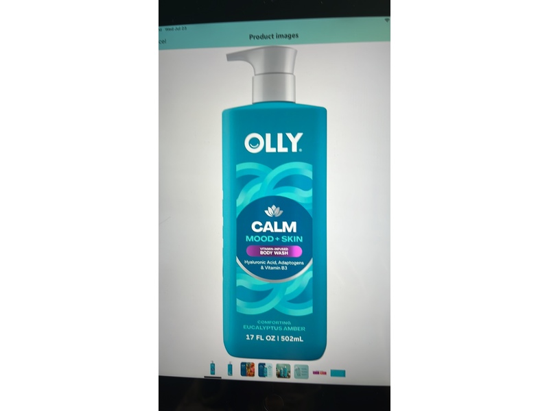 Olly Calm Body Wash, Eucalyptus Amber, 17 fl oz/502 mL