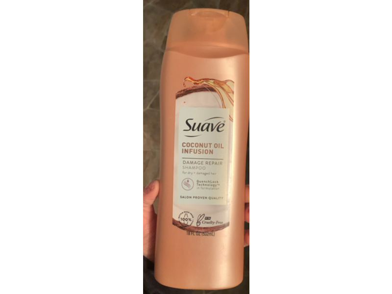 Suave Damage Repair Shampoo, Coconut Oil, 18 fl oz/532 mL