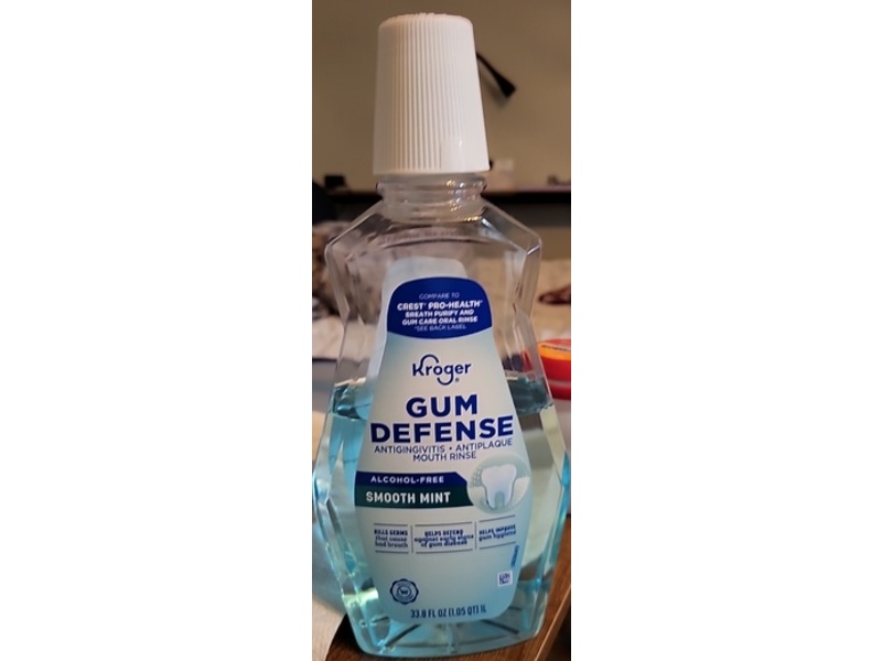 Kroger Gum Defense Mouth Rinse, Smooth Mint, 33.8 fl oz/1 L