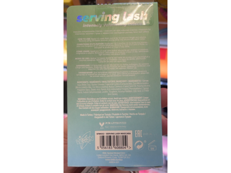 Lottie London Serving Lash Mascara, 0.43 fl oz/13 mL